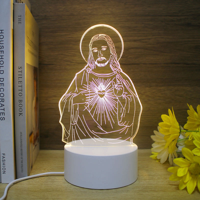 Christianartworkshop Minimalist Faith Unique Gift Night Light: Glowing Outlines & Enduring Icons - G - image 7