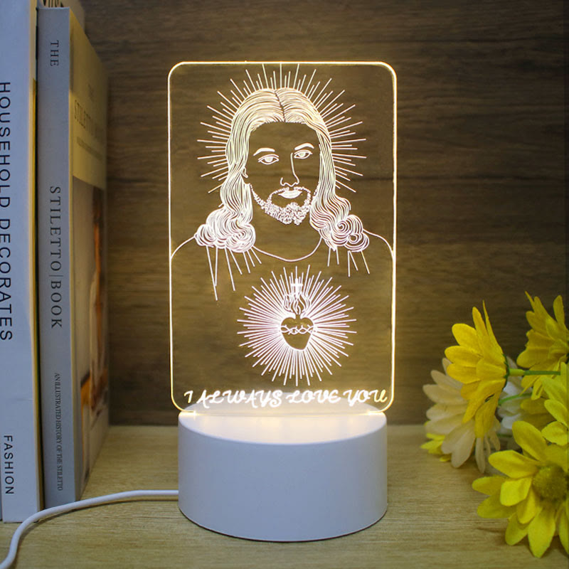 Christianartworkshop Minimalist Faith Unique Gift Night Light: Glowing Outlines & Enduring Icons - E - image 5