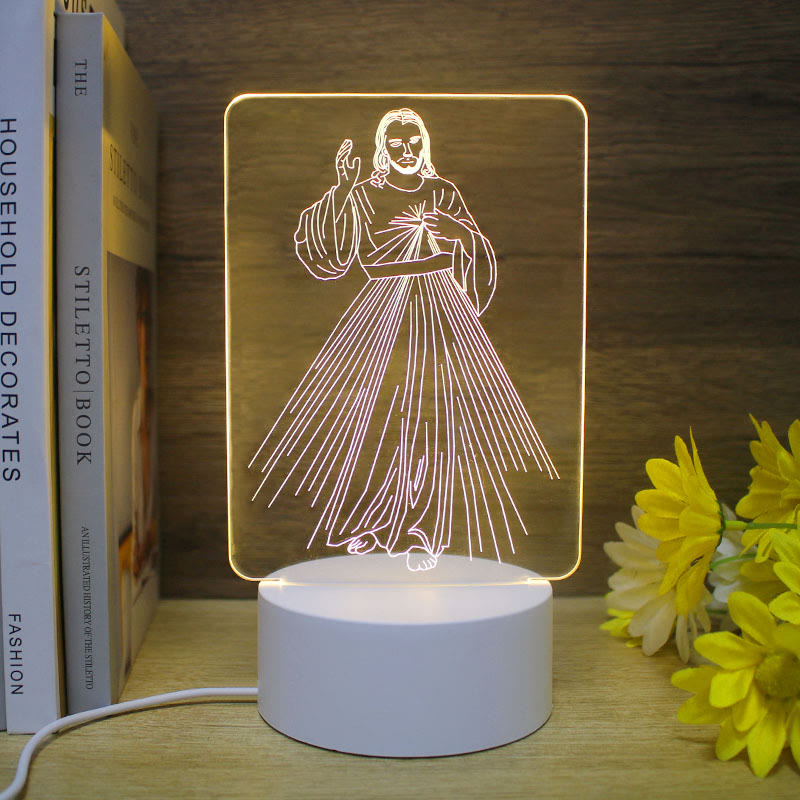 Christianartworkshop Minimalist Faith Unique Gift Night Light: Glowing Outlines & Enduring Icons - A - image 1