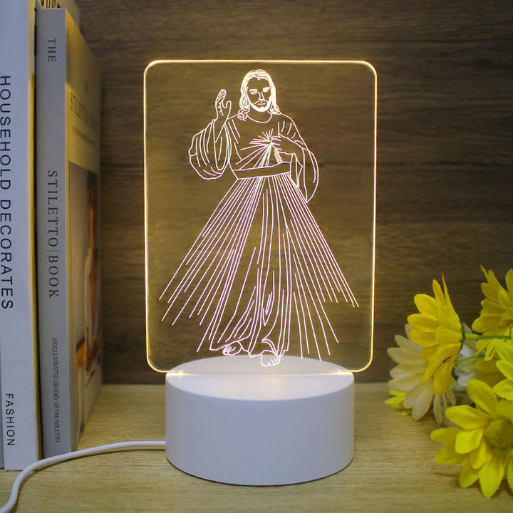 Christianartworkshop Minimalist Faith Unique Gift Night Light: Glowing Outlines & Enduring Icons - A - image 1