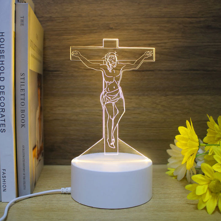Christianartworkshop Minimalist Faith Unique Gift Night Light: Glowing Outlines & Enduring Icons - D - image 4