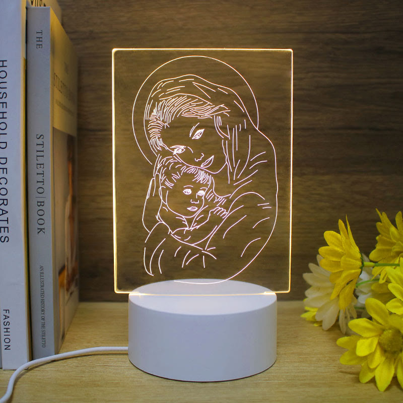 Christianartworkshop Minimalist Faith Unique Gift Night Light: Glowing Outlines & Enduring Icons - B - image 2