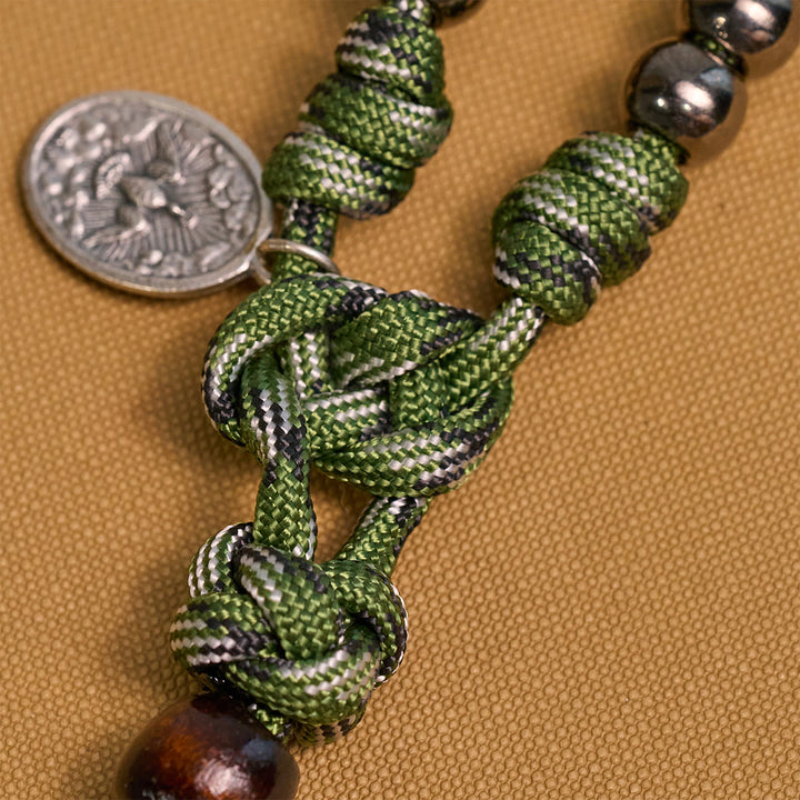 Christianartworkshop Rugged Metallic Beads Paracord Blessing Rosary: Shielded by Holy Spirit and Divine Mercy - image 6