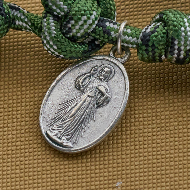 Christianartworkshop Rugged Metallic Beads Paracord Blessing Rosary: Shielded by Holy Spirit and Divine Mercy - image 8