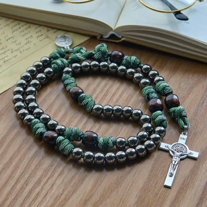 Christianartworkshop Rugged Metallic Beads Paracord Blessing Rosary: Shielded by Holy Spirit and Divine Mercy - image 4