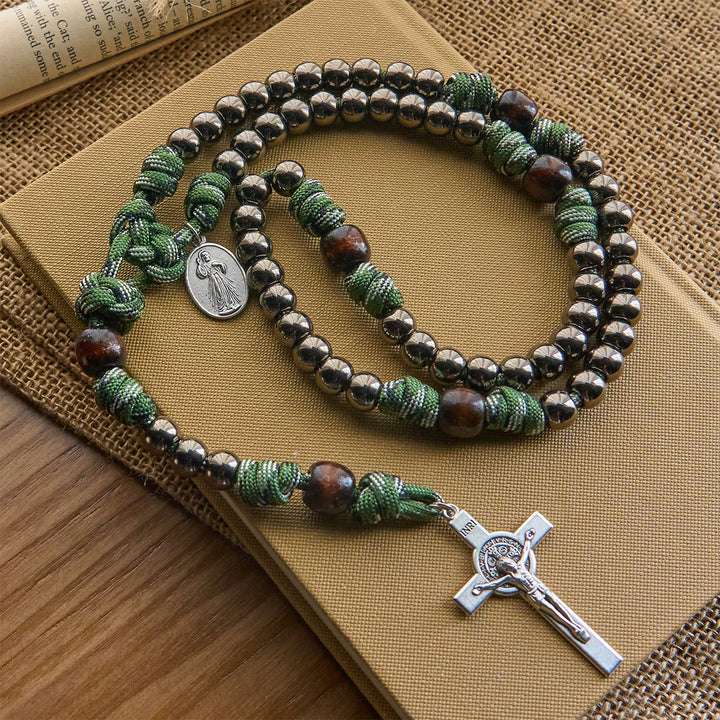 Christianartworkshop Rugged Metallic Beads Paracord Blessing Rosary: Shielded by Holy Spirit and Divine Mercy - Paracord Blessing Rosary - image 1