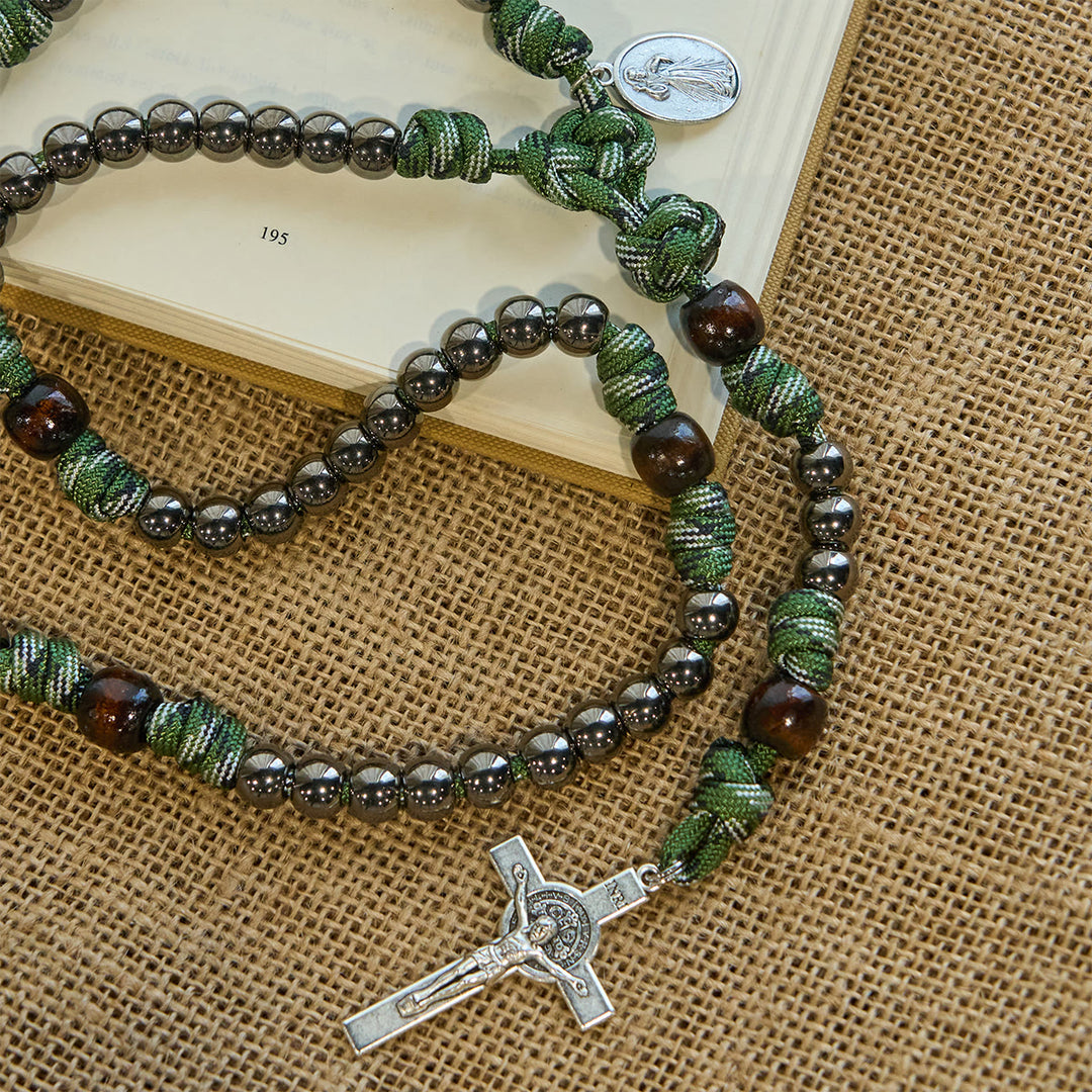 Christianartworkshop Rugged Metallic Beads Paracord Blessing Rosary: Shielded by Holy Spirit and Divine Mercy - image 5
