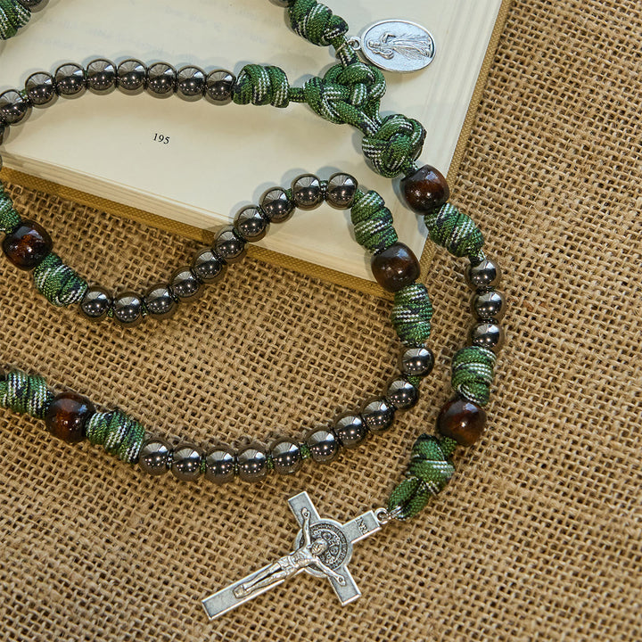 Christianartworkshop Rugged Metallic Beads Paracord Blessing Rosary: Shielded by Holy Spirit and Divine Mercy - image 5