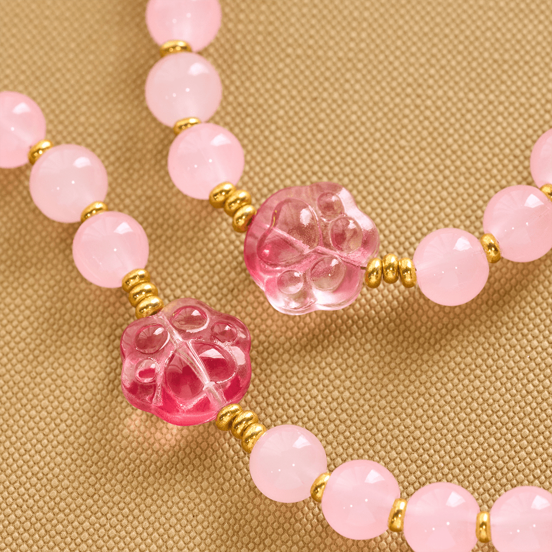 Christianartworkshop Pet Blessing with Pink Quartz & Dog Paw Charm of Our Lady Animal Rosary - image 8