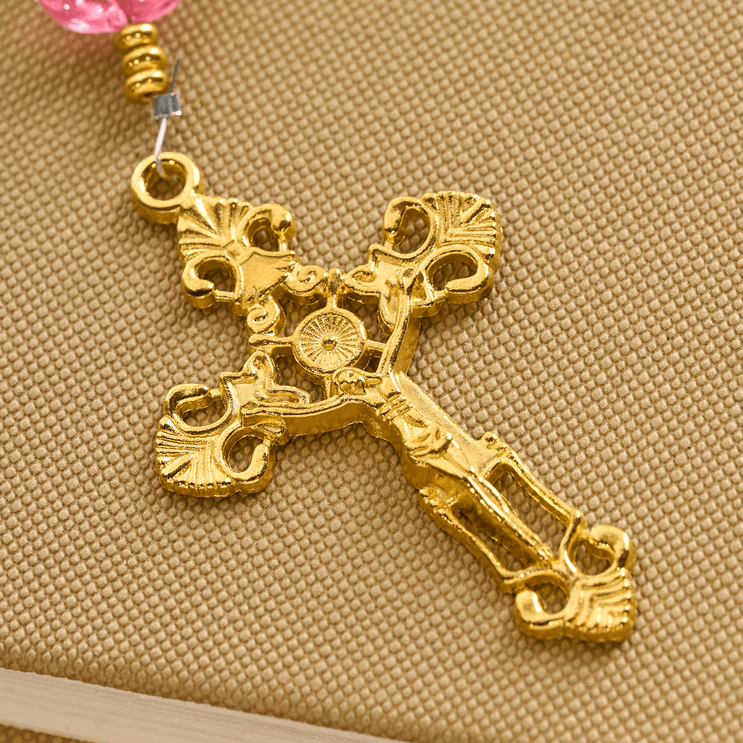 Christianartworkshop Pet Blessing with Pink Quartz & Dog Paw Charm of Our Lady Animal Rosary - image 7