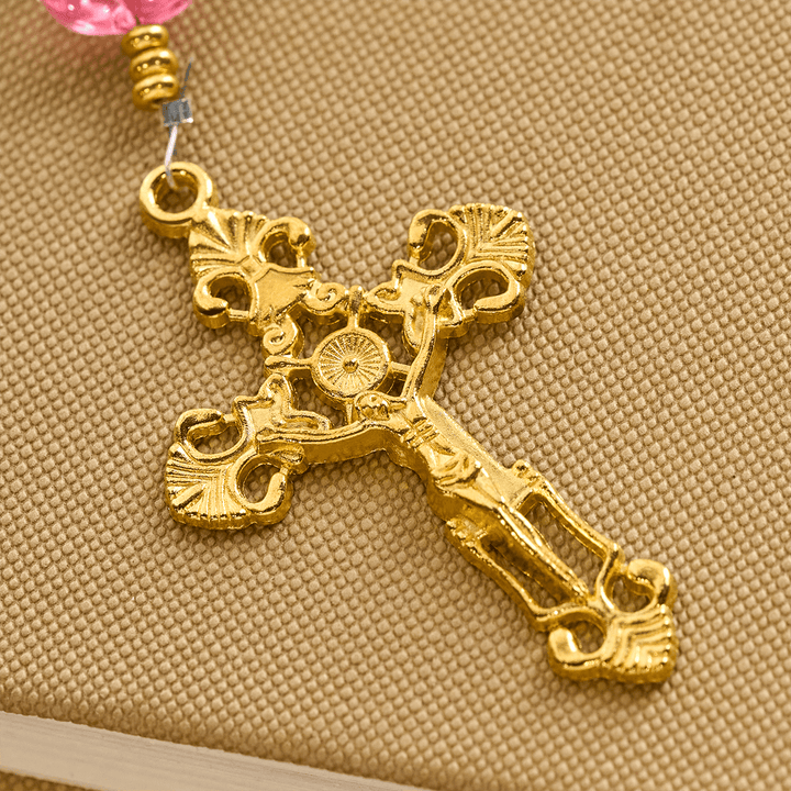 Christianartworkshop Pet Blessing with Pink Quartz & Dog Paw Charm of Our Lady Animal Rosary - image 7