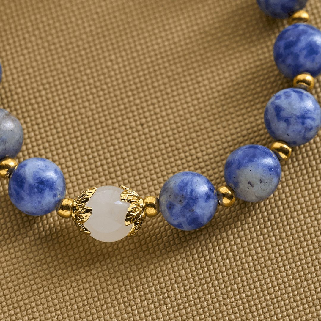 Christianartworkshop Serene Textured Blue Stone Bracelet with Blue Enamel Crucifix - image 5