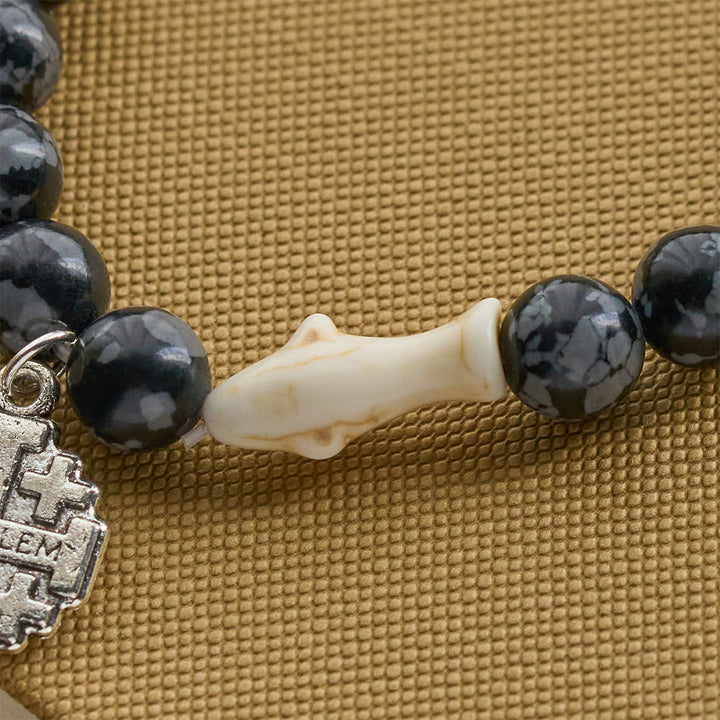 Christianartworkshop Waves of Grace Shark Guardian Cross Bracelet with Natural Volcanic Agate Stones - image 15