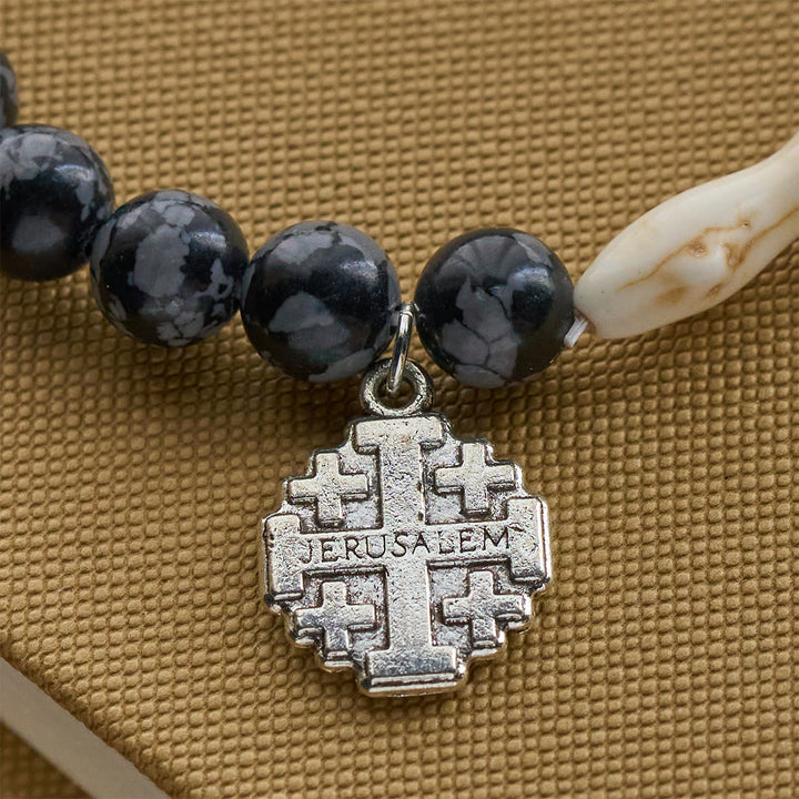 Christianartworkshop Waves of Grace Shark Guardian Cross Bracelet with Natural Volcanic Agate Stones - image 14