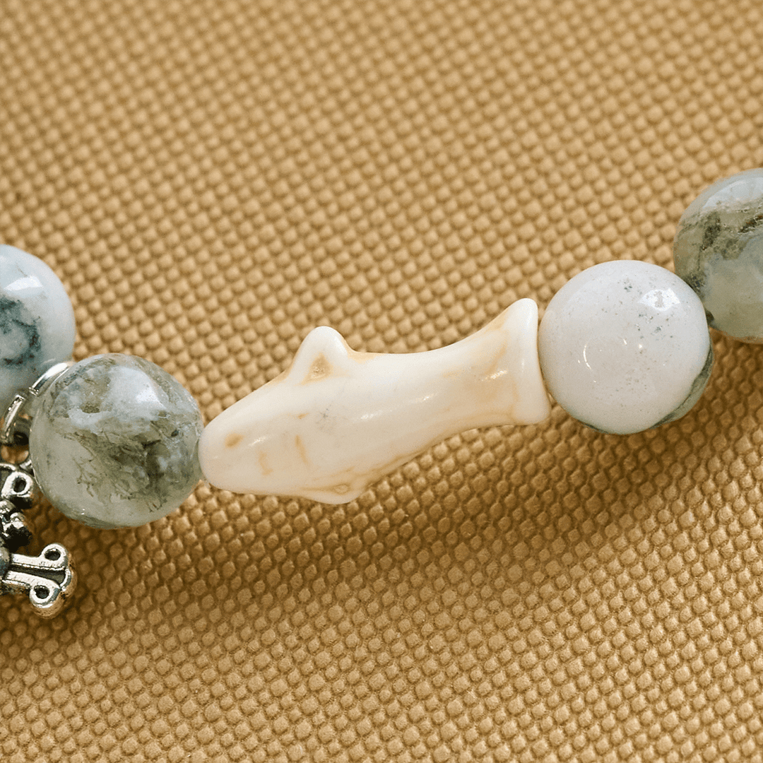 Christianartworkshop Waves of Grace Shark Guardian Cross Bracelet with Natural Volcanic Agate Stones - image 7