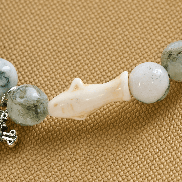 Christianartworkshop Waves of Grace Shark Guardian Cross Bracelet with Natural Volcanic Agate Stones - image 7