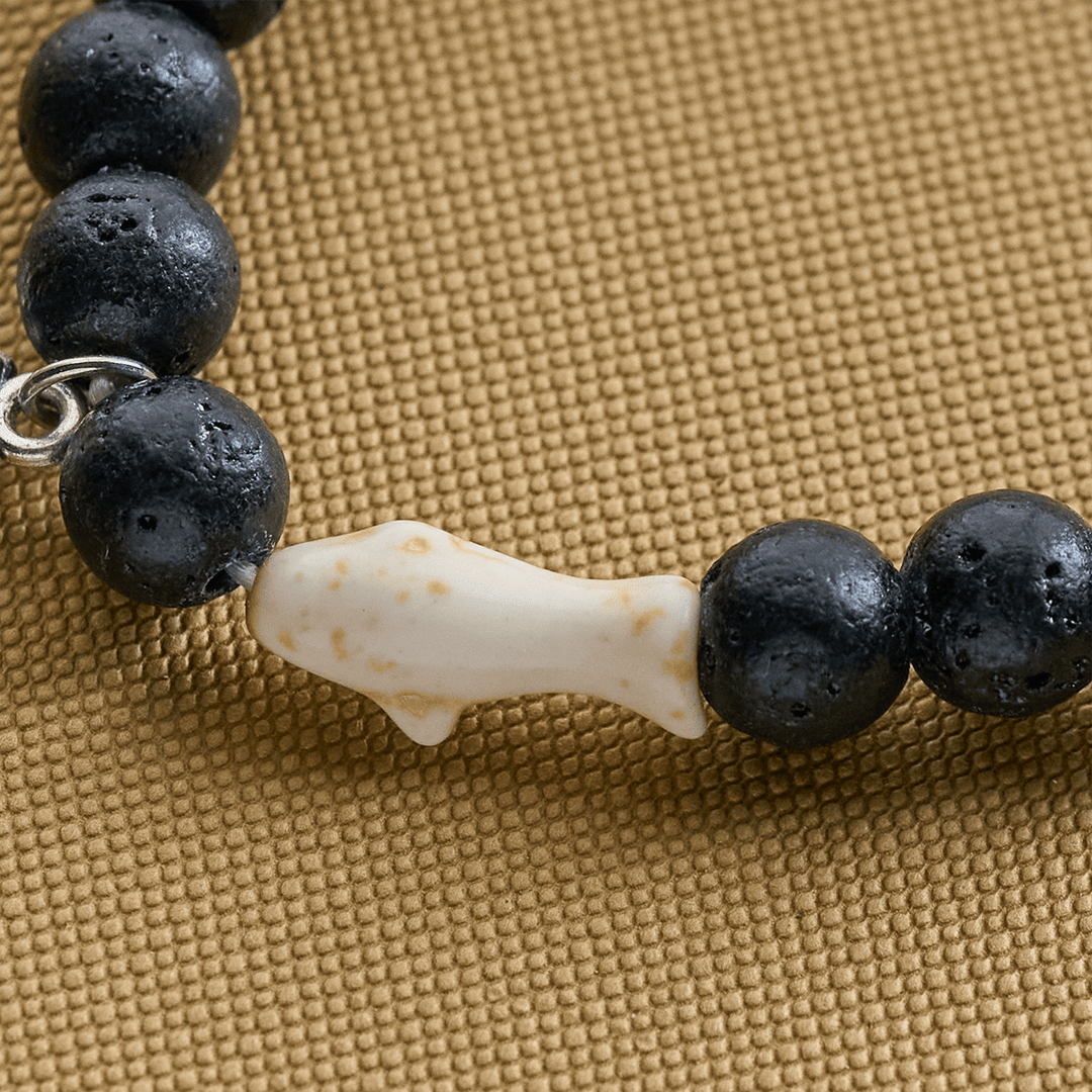 Christianartworkshop Waves of Grace Shark Guardian Cross Bracelet with Natural Volcanic Agate Stones - image 19