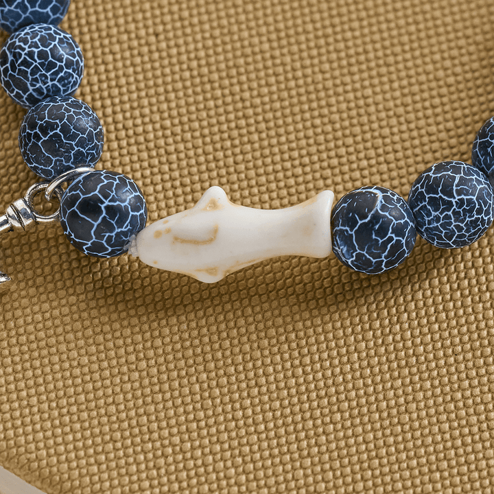 Christianartworkshop Waves of Grace Shark Guardian Cross Bracelet with Natural Volcanic Agate Stones - image 11