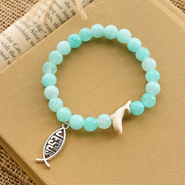 Christianartworkshop Ocean Grace Dolphin Blessing Bracelet with Natural Malachite and Ichthys Charm - image 21