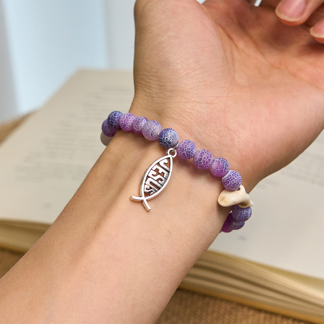 Christianartworkshop Ocean Grace Dolphin Blessing Bracelet with Natural Malachite and Ichthys Charm - image 26