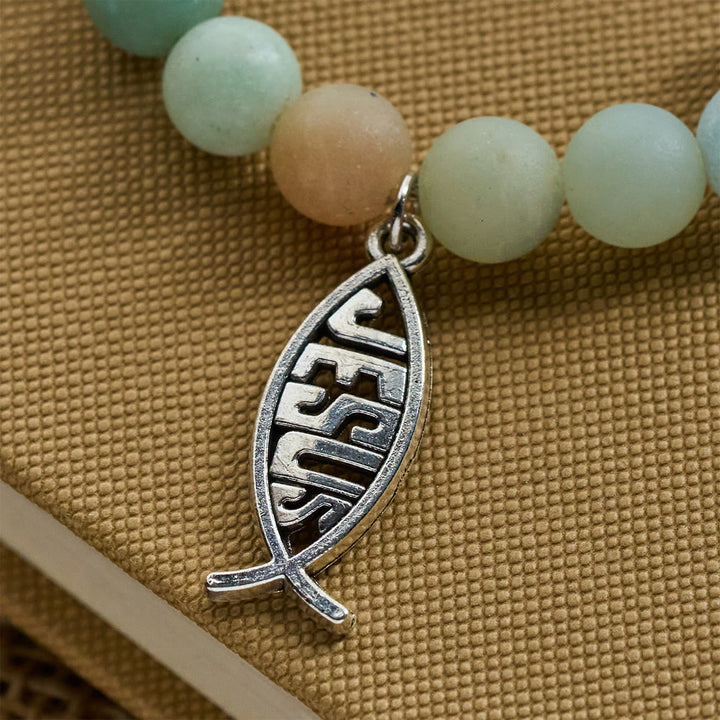 Christianartworkshop Ocean Grace Dolphin Blessing Bracelet with Natural Malachite and Ichthys Charm - image 4