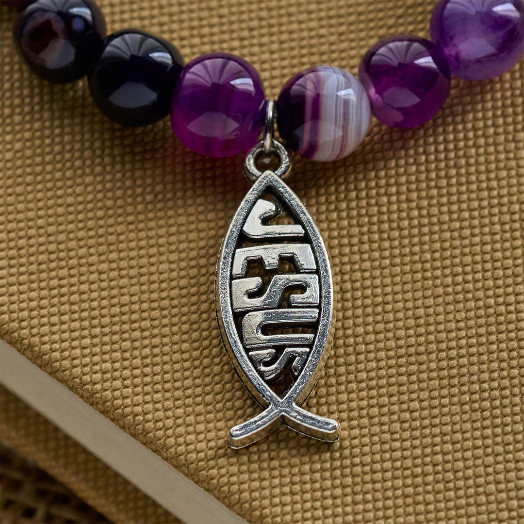 Christianartworkshop Ocean Grace Dolphin Blessing Bracelet with Natural Malachite and Ichthys Charm - image 16