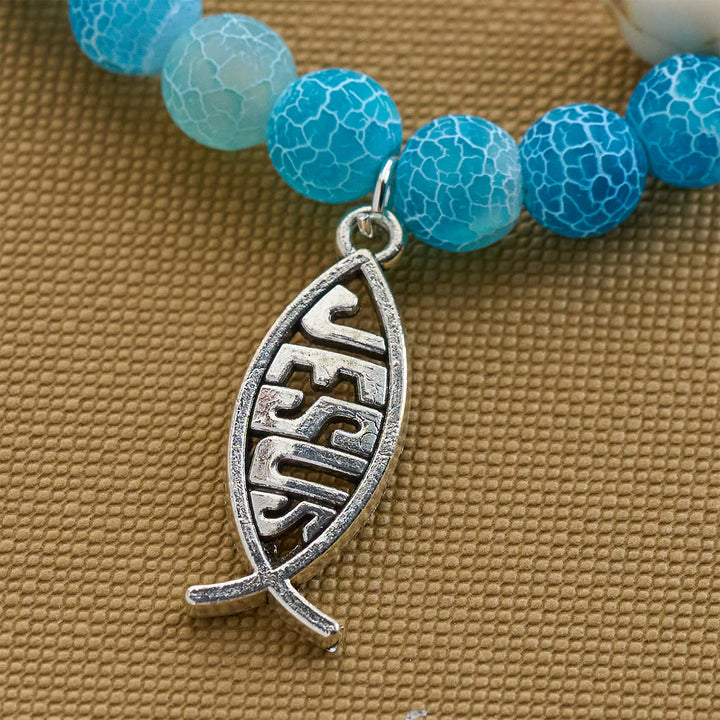 Christianartworkshop Ocean Grace Dolphin Blessing Bracelet with Natural Malachite and Ichthys Charm - image 10