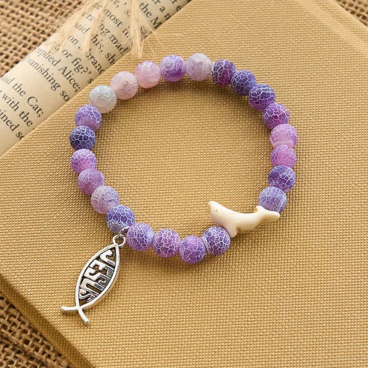 Christianartworkshop Ocean Grace Dolphin Blessing Bracelet with Natural Malachite and Ichthys Charm - image 27