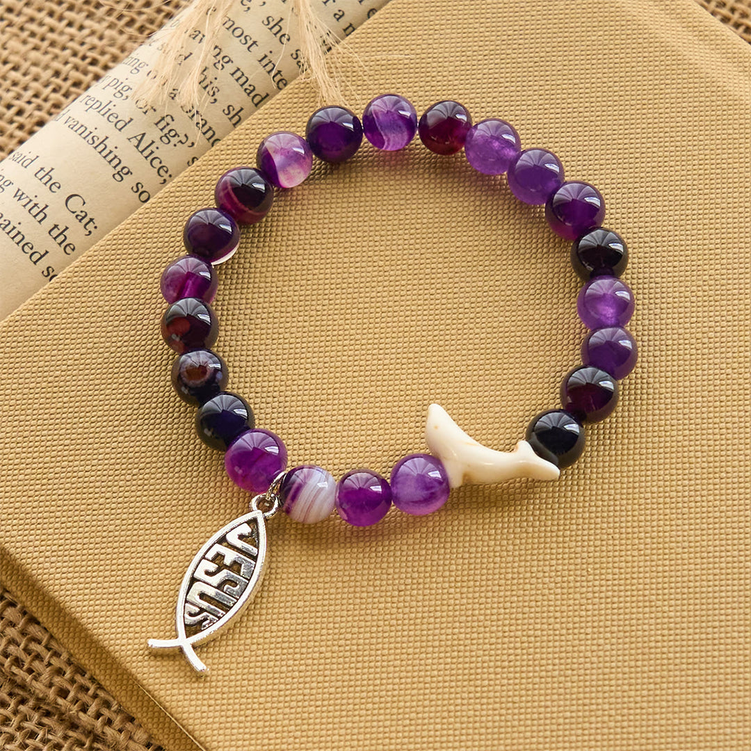 Christianartworkshop Ocean Grace Dolphin Blessing Bracelet with Natural Malachite and Ichthys Charm - image 15