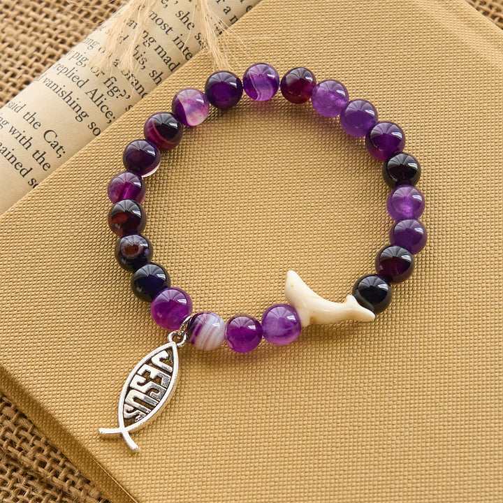Christianartworkshop Ocean Grace Dolphin Blessing Bracelet with Natural Malachite and Ichthys Charm - image 15