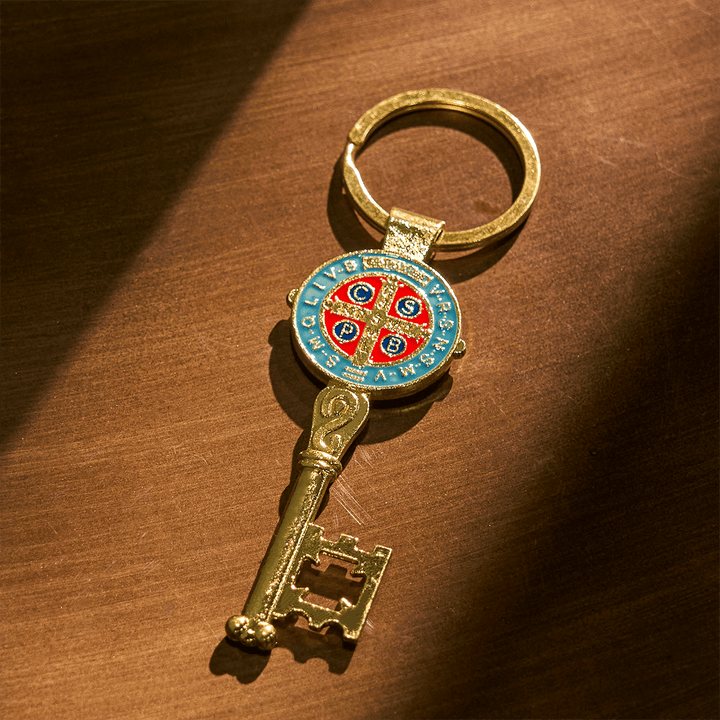 Christianartworkshop Tri-color Blessed Saint Benedict Keychain of Guidance & Protection - image 5