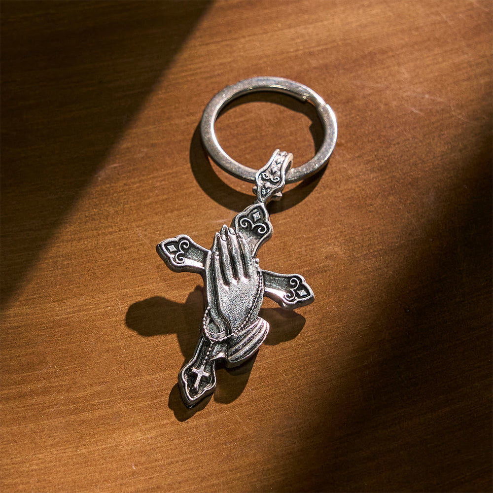 Christianartworkshop Faith in Every Step Praying Hands Cross Keychain in Your Pocket - image 2