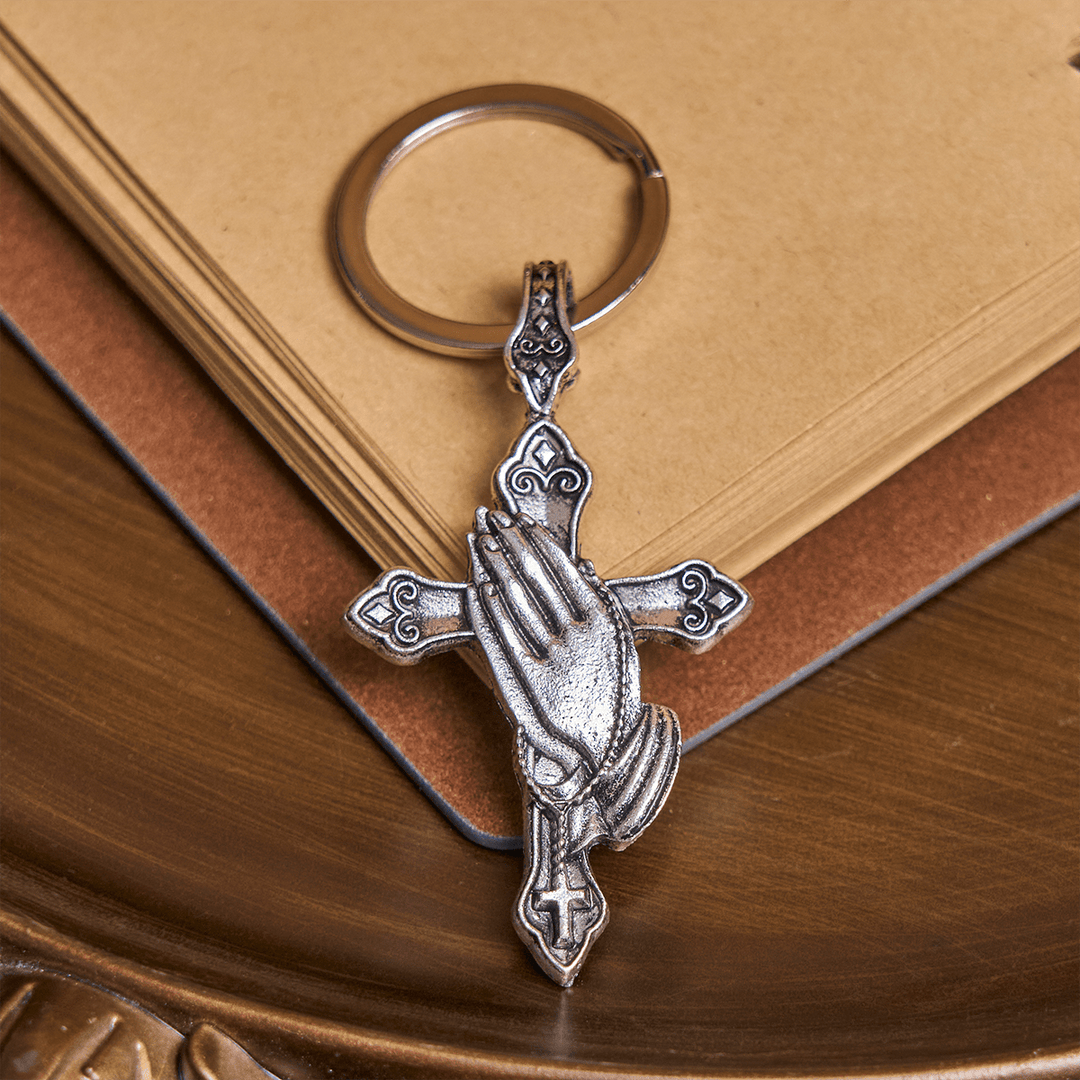 Christianartworkshop Faith in Every Step Praying Hands Cross Keychain in Your Pocket - Praying Hands - image 1