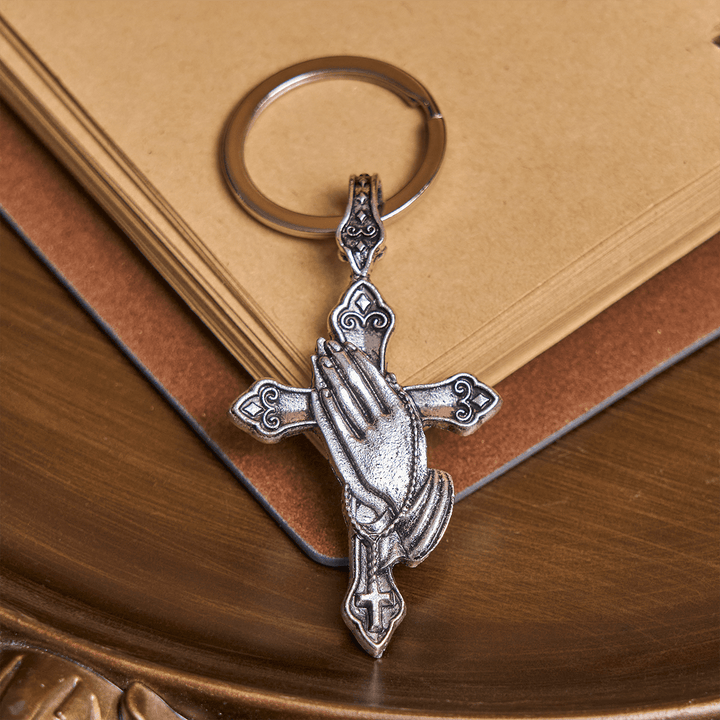 Christianartworkshop Faith in Every Step Praying Hands Cross Keychain in Your Pocket - Praying Hands - image 1