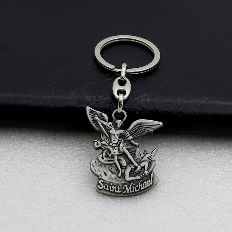 Christianartworkshop Shield Against Evil St. Michael the Archangel Keychain - Antique Silver - image 5