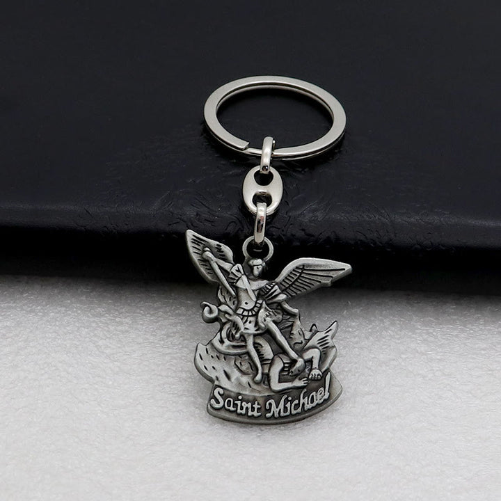 Christianartworkshop Shield Against Evil St. Michael the Archangel Keychain - Antique Silver - image 5