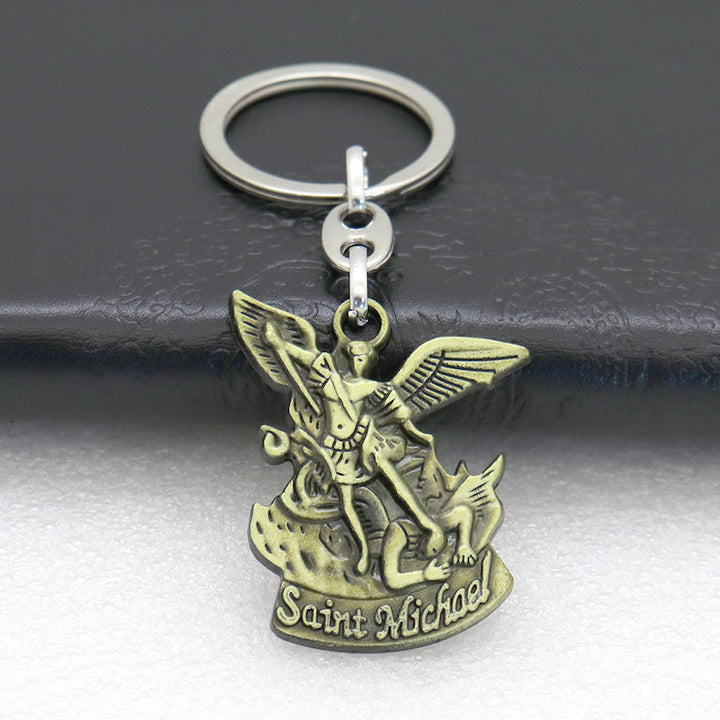 Christianartworkshop Shield Against Evil St. Michael the Archangel Keychain - Antique Verdigris - image 6
