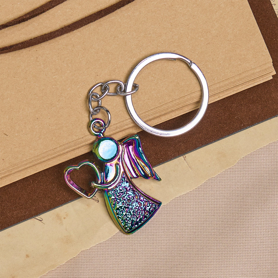 Christianartworkshop Guardian Angel Embracing Love Rainbow Glow Keychain of Faith - image 5