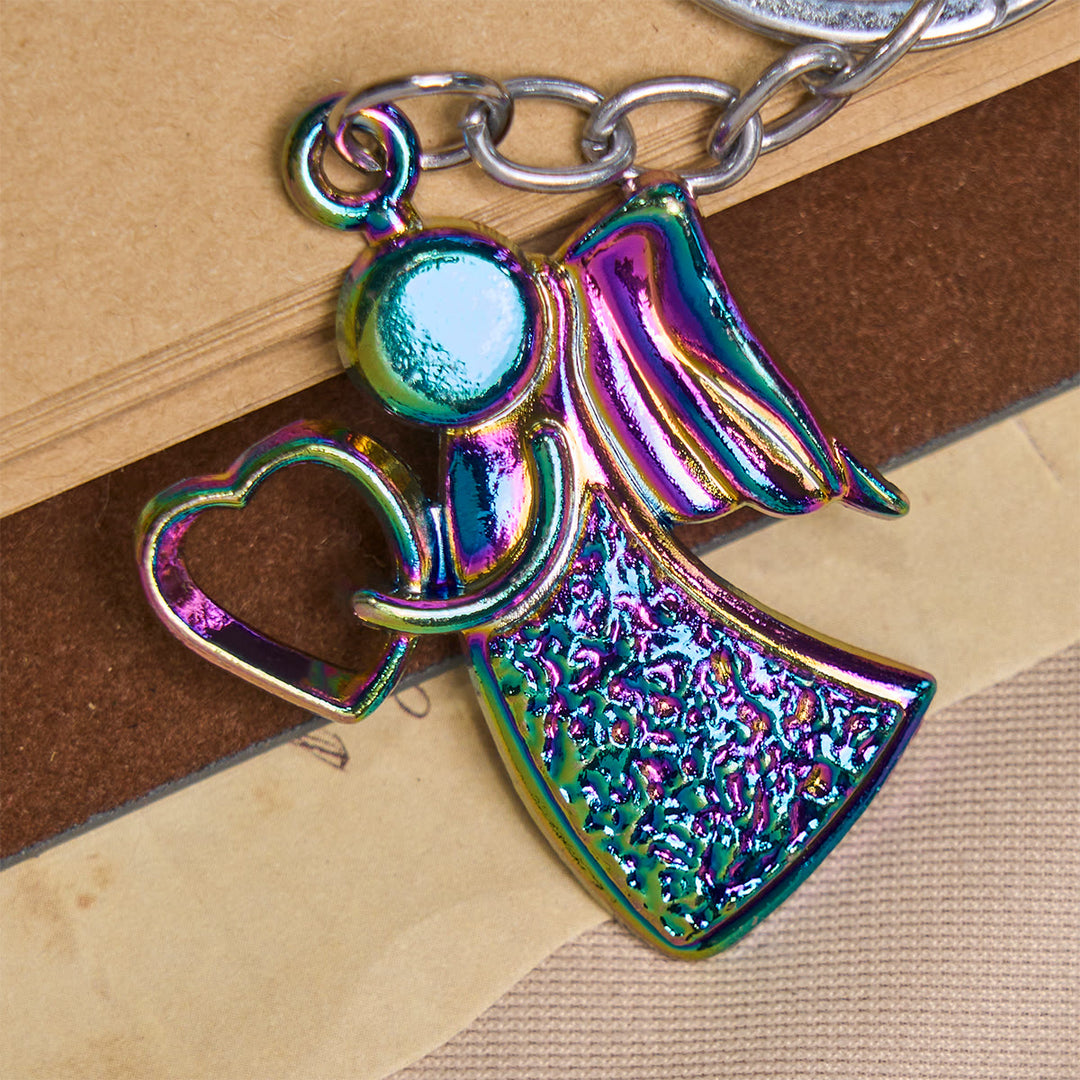 Christianartworkshop Guardian Angel Embracing Love Rainbow Glow Keychain of Faith - image 3
