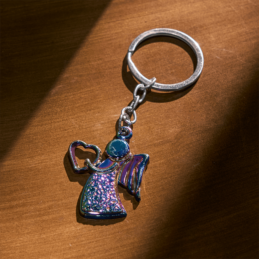 Christianartworkshop Guardian Angel Embracing Love Rainbow Glow Keychain of Faith - image 7