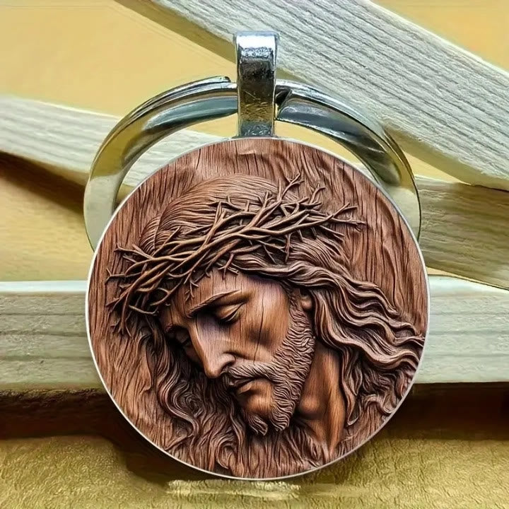Christianartworkshop Jesus Crown of Thorns Keychain: A Sacred Token of Protection - Jesus - image 1