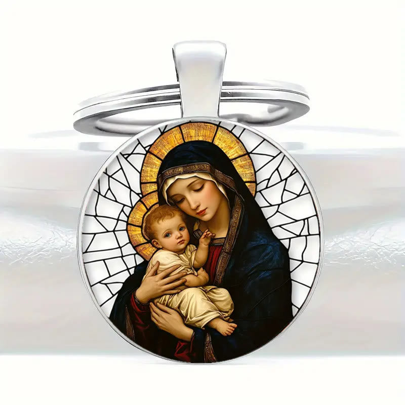 Christianartworkshop Our Lady Holding Infant Jesus Keychain: Divine Motherly Love - Our Lady - image 1