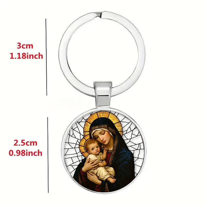 Christianartworkshop Our Lady Holding Infant Jesus Keychain: Divine Motherly Love - image 4