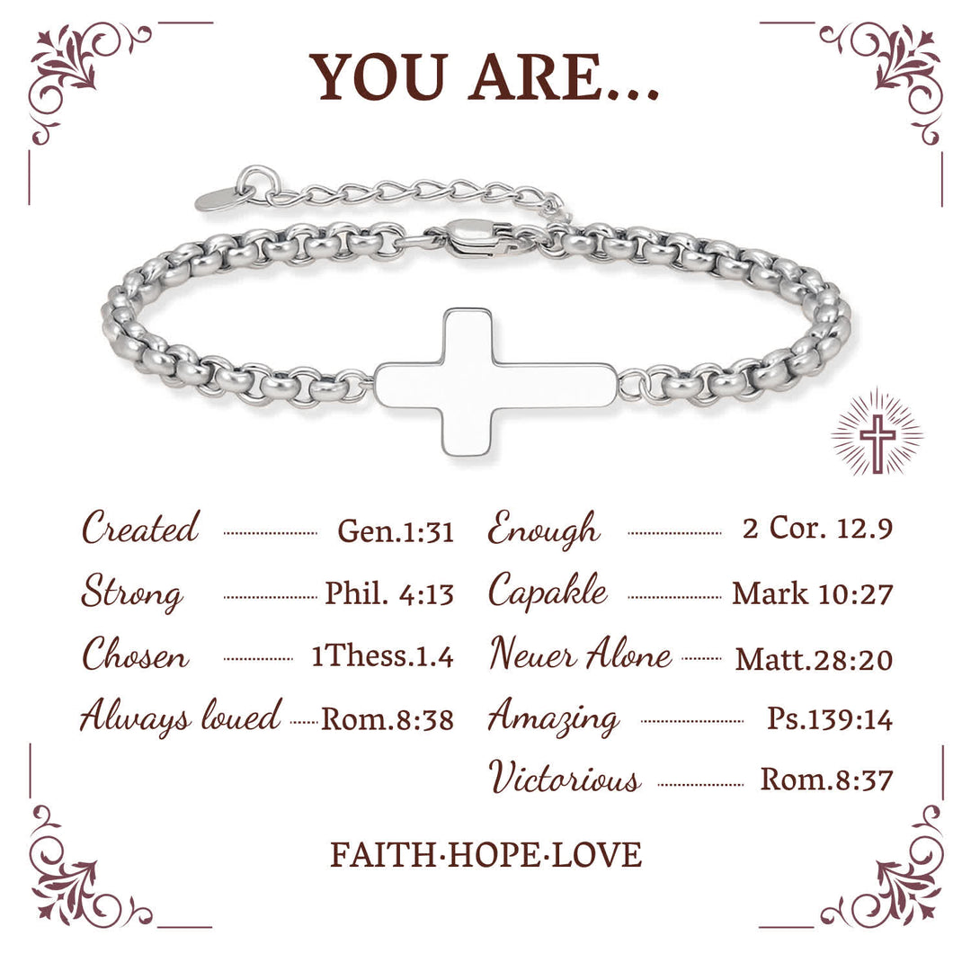 Christianartworkshop Minimalist Cross Chain Bracelets: Two Colors with Blessing Card - Silver - image 7