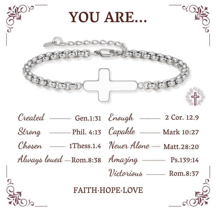 Christianartworkshop Minimalist Cross Chain Bracelets: Two Colors with Blessing Card - Silver - image 7
