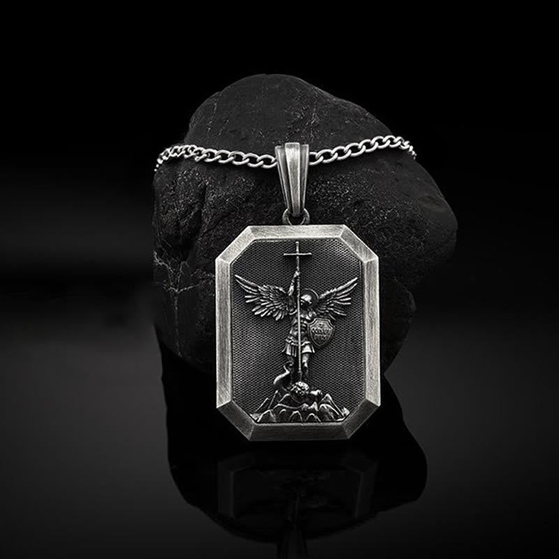 Christianartworkshop Faith Warrior St.Michael the Archangel Necklace: Strength in Every Battle - Silver - image 1