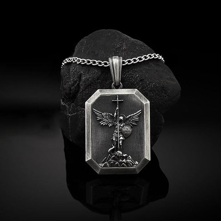 Christianartworkshop Faith Warrior St.Michael the Archangel Necklace: Strength in Every Battle - Silver - image 1