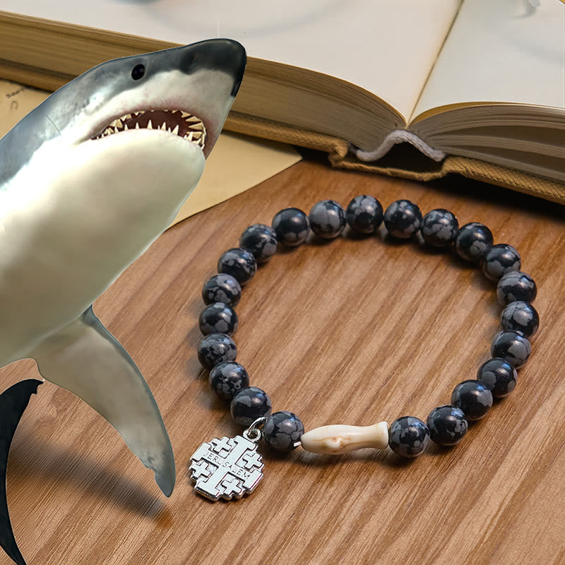 FREE Today: Waves of Grace Shark Guardian Cross Bracelet with Natural Volcanic Agate Stones - Grey - image 15