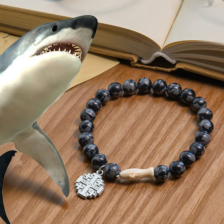 FREE Today: Waves of Grace Shark Guardian Cross Bracelet with Natural Volcanic Agate Stones - Grey - image 15