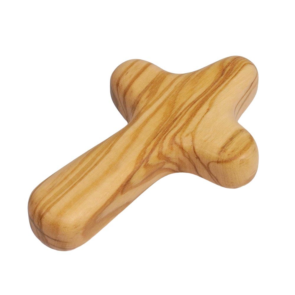 Christianartworkshop Minimalist Olive Wood Handheld Cross: Unique Emblem of Simple Religious Devotion - image 3